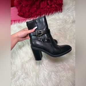 Soda Black Buckle Ankle Booties